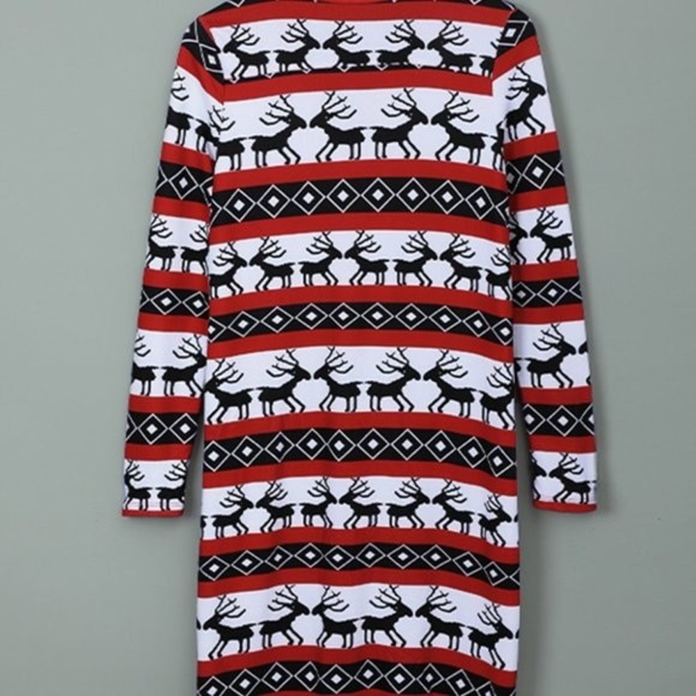 Red Christmas Element Print Long Cardigan - Picture 4 of 11